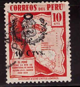 Peru Scott 406 used 1943 Map stamp