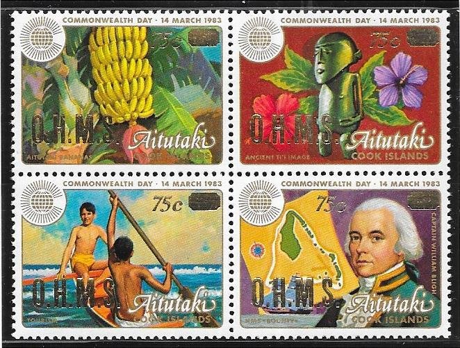 Aitutaki #O32A Commonwealth Day Block of 4 (MNH) CV $11.00