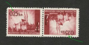 CROATIA - NDH - MNH PAIR , TETE-BECHE - ERROR - MOVED OVERPRINT 0.25 kn- LOOK