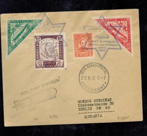 1932 Paraguay Graf Zeppelin Cover to Berlin Germany LZ 127 Star of David