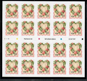 #3274a Victorian Love booklet pane of 20, plate #V1213