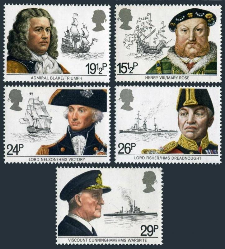 Great Britain 991-995,MNH.Michel 918-922. Royal Navy 1982.Navigators,ships.