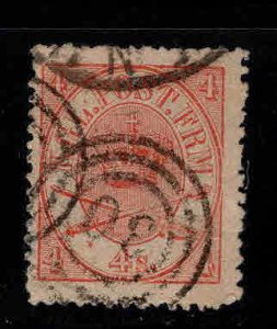 DENMARK  Scott 13 used 1864 Royal Emblem stamp