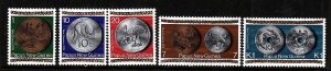 Papua New Guinea-Sc#410-14- id6-unused NH set-New Coinage-1975-