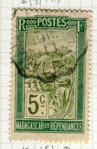 FRENCH MADAGASCAR; 1920s fine TPO cancel on Tamatave-Tananarive Line, 5c.