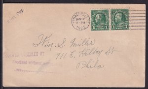 1923 Sc 552 1c Franklin FDC Philadelphia PA cancel with cachet CV $47.50+ (1C