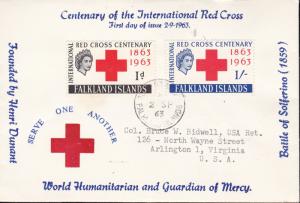 Falkland Islands 1963 Red Cross Centenary First Day Cover Typed Address Cachet