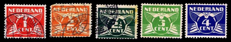 1924-26 NETHERLANDS #142-46 GULL - USED & NEW - F/VF+ - CV $11.95 (ESP#1858) 
