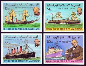 Mauritania 1979 Sc#415/418 SIR ROWLAND HILL/SHIPS Set (4) IMPERFORATED MNH