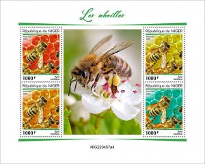 NIGER - 2022 - Bees - Perf 4v Sheet - Mint Never Hinged
