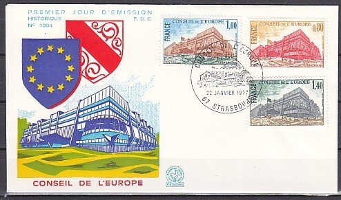 France, Scott cat. IO20-IO22. Council Headquarters issue. First day cover. ^