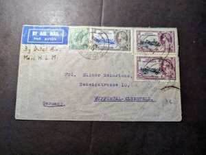 1935 British Singapore Straits Settlements Airmail Cover to Wuppertal Germany
