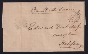 Nova Scotia 1842 Cumberland STAR Stampless Folded Letter SFL to Halifax