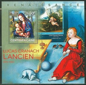 CENTRAL AFRICAN REPUBLIC 2014 ART LUCAS CRANACH THE ELDER SOUVENIR SHEET