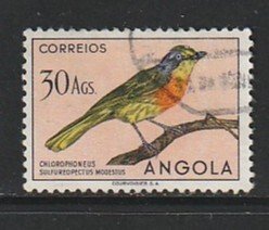 1951 Angola - Sc 354 - used VF - 1 single - Orangebreasted shrike