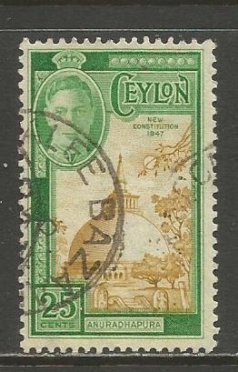 Ceylon   #299  Used  (1947)  c.v. $1.75