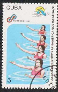 CUBA Sc# 3313 PAN AM GAMES American HAVANA Synchronized Swimming 1991 used / cto