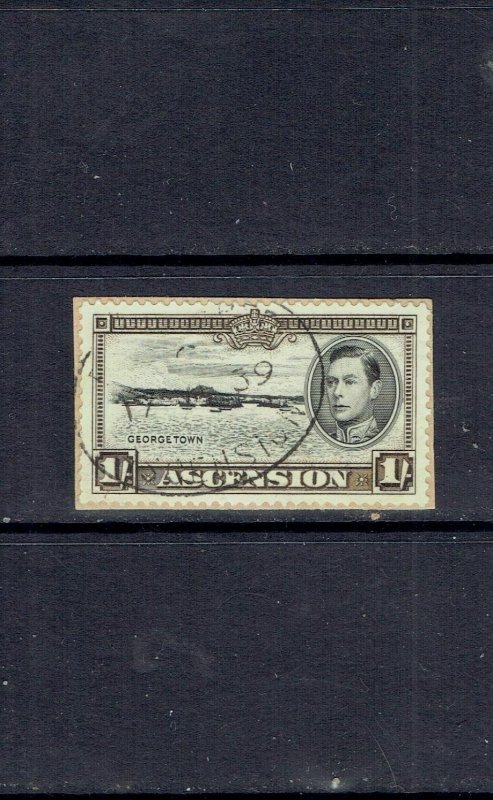 ASCENSION ISLAND - 1938 KING GEORGE VI - 1sh - SCOTT 46a - USED ON PIECE