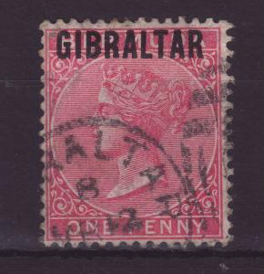 1886 Gibraltar Opt On Bermuda 1d Fine Used SG2