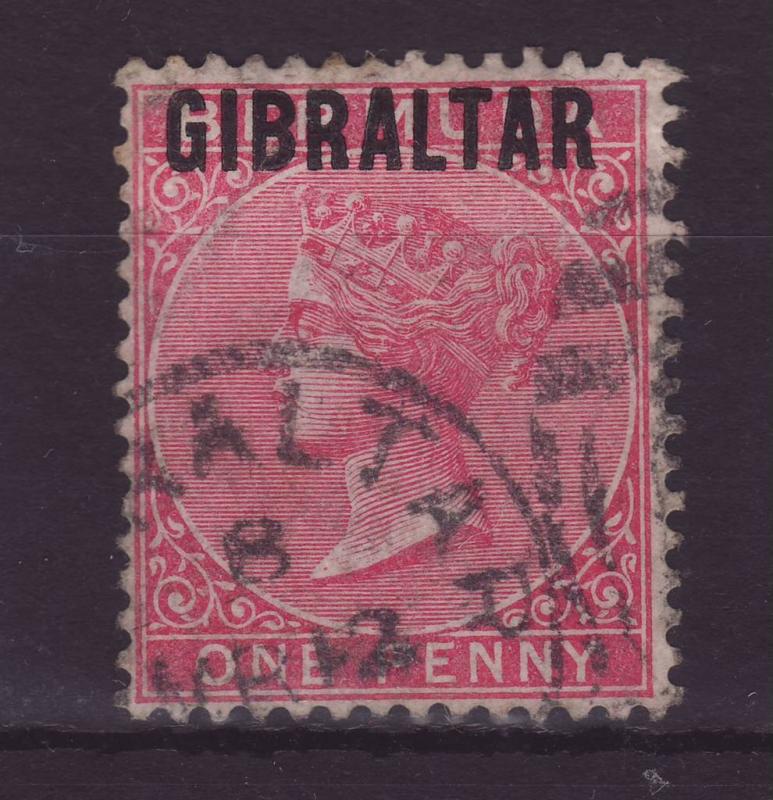 1886 Gibraltar Opt On Bermuda 1d Fine Used SG2