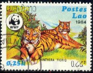 Wild Cat, Tiger, Laos stamp SC#518 used