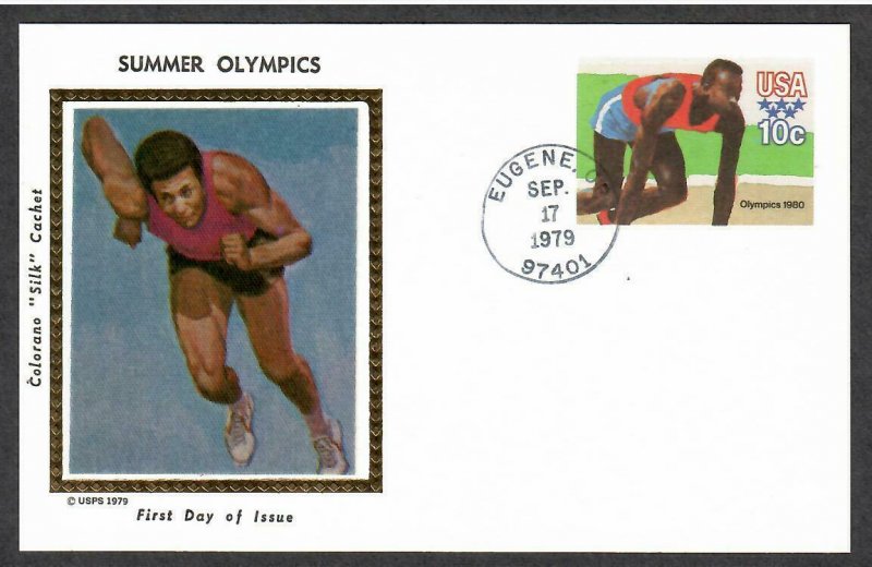 US # UX80 Olympic Games Colorano Silk First Day Postal Card - I Combine S/H