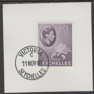 SEYCHELLES 1938 KG6  75c lilac  on piece with MADAME JOSEPH  POSTMARK