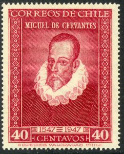 CHILE 1947 MIGUEL DE CERVANTES Issue Sc 250 MH