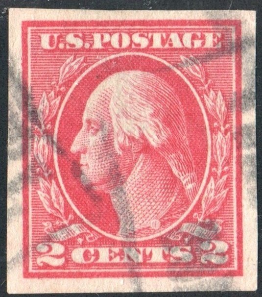 SC#482 2¢ Washington Imperforate Single (1916) Used