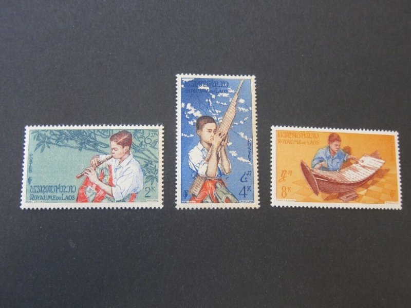 Laos 1957 Sc 34-6 UN set MNH