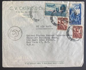1954 Cairo Egypt Airmail Commercial cover To New York NY USA Censored