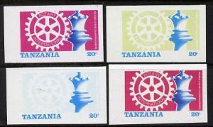 Tanzania 1986 World Chess/Rotary 20s set of 4 imperf prog...