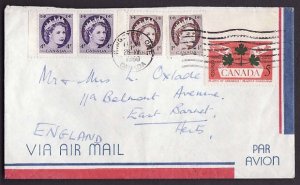 Canada-cover #9949 -1c(2)+4c(2) Wildings+5c Plains of Abraham airmail to England