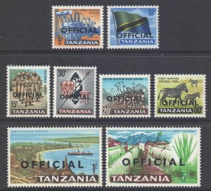 Tanzania Scott O1/O8, 1965 Official Set MNH**