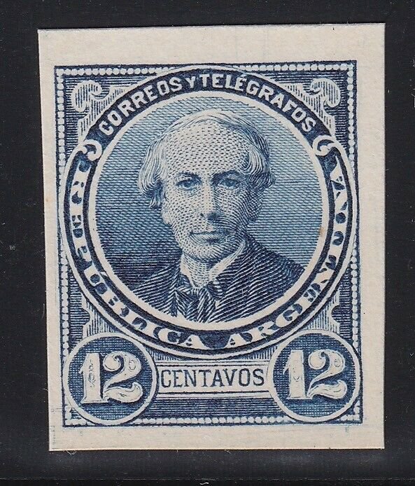 Argentina 1888-89 12c Blue Plate Proof on Card. MNH. Scott 73