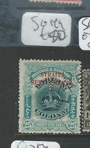 MALAYA STRAITS SETTLEMENTS (P2907B) CROWN 25C SG149  VFU