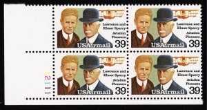 US C114 MNH VF/XF 39 Cent Lawrence and Elmer Sperry Plate Block of 4