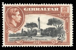 Gibraltar #114b Cat$40, 1938 2sh orange brown and black, perf. 14, lightly hi...