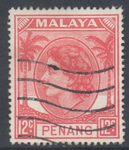 Malaya Penang Scott 36 - SG35, 1954 Elizabeth II 12c used
