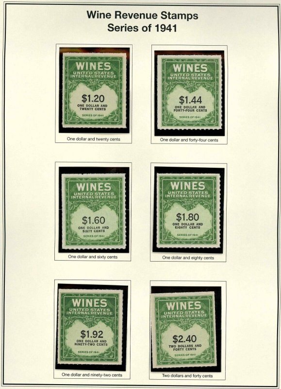 Wine Stamp Revenue Collection RE108 ~ RE203 (CV$ 400+) 59 Stamps VF Mint