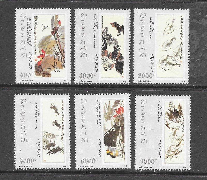 BIRDS - VIETNAM #2849-54 ART-QI BAISHI MNH