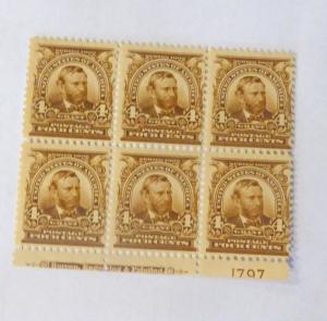 303 4 cent Ulysses Grant separated plate block