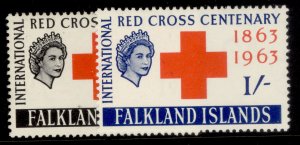 FALKLAND ISLANDS QEII SG212-213, 1963 red cross set, LH MINT. Cat £10.