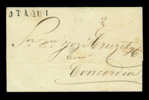 BRAZIL 1856.09.30  ITAQUI to Concordia (Argentina)+ 2r - the ONLY reported cover