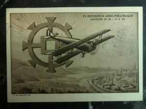 1932 Strasbourg France Airmail Postcard Cover to Paris 1st Aero philatelic Expo