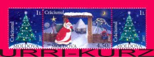 MOLDOVA 2007 Holiday Christmas Fur-tree Santa Claus 3v se-tenant 575-576 MNH