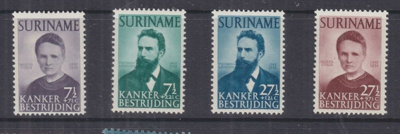 SURINAME, 1950 Cancer Research set of 4, lhm.
