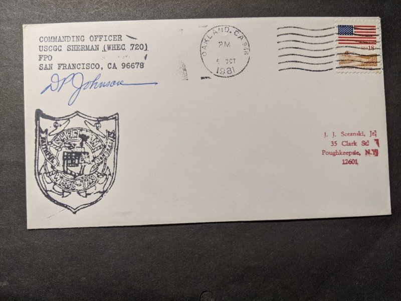 USCGC SHERMAN WHEC-720 Naval Cover 1981 SIGNED Cachet