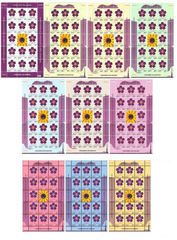 Armenia MNH** 2015 Mi 923-929, 948-950 Armenian Genocide Flower Forget-me-not