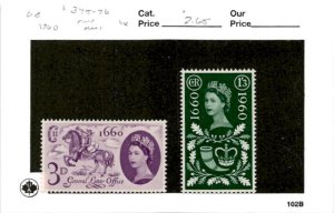 Great Britain, Postage Stamp, #375-376 Mint LH, 1960 Queen Elizabeth (AD)